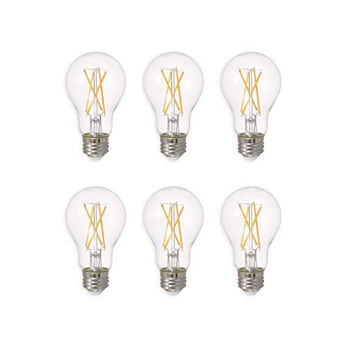 Ledvance Sylvania Led Truwave Natural Series Light Bulb, 60W Equivalent, Efficient 8W A19, Medium Base, Dimmable, 800 Lumens, 2700K, Soft White, Clear - 6 Pack (40806)
