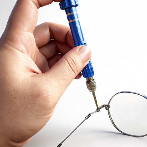 5-in-1 Multifunctional Small Screwdriver, PTSLKHN S2 Steel Magnetic Screwdriver Kit for Eyeglass, Sunglasses, Electronics, Cellphone, Jewelry and More