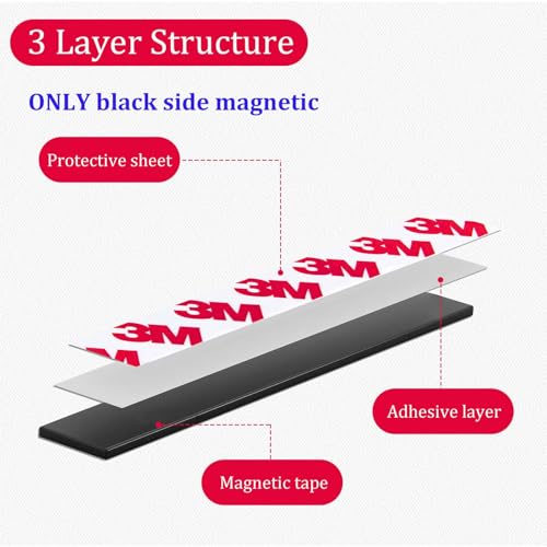 10 Feet x1/2 in Magnetic Tape Strips Roll with Adhesive Backing, Flexible Sticky Magnet Tape for Lightweight Craft DIY Projects, Whiteboards and Fridge Organization (0.06" Thick)