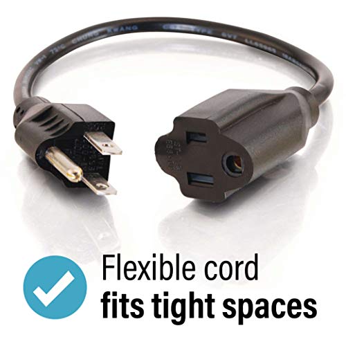 C2G 1FT Premium Universal Extension Cord - Power Extension Cord for TV, Computer, Monitor, Appliance & More (03137)