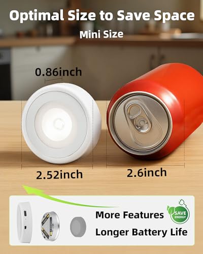 EZVALO LED Puck Lights, Rechargeable Battery Touch Light, 2.5'' Mini Tap Lights, Wireless Closet Light, Under Cabinet Lighting, 3 Color Temps, Sitck On Lights for Kitchen,Closet,Pantry,Shelves(2 Pack)