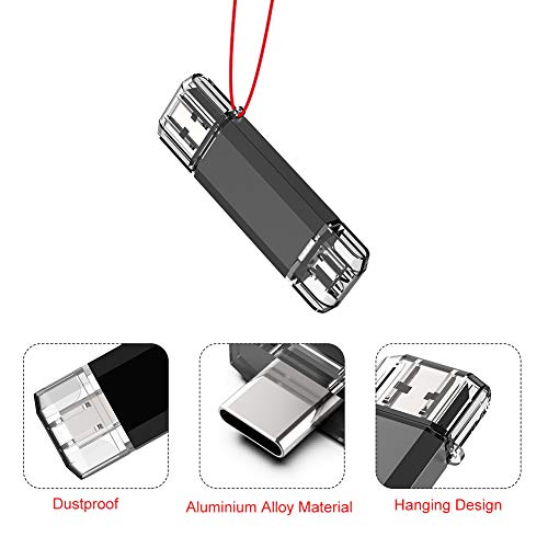 Vansuny 128GB USB C Flash Drive 2 in 1 OTG USB 3.0 + Type C Memory Stick with Keychain Dual Type C Thumb Drive Photo Stick Jump Drive for Android Smartphones, Computer, Tablet, PC