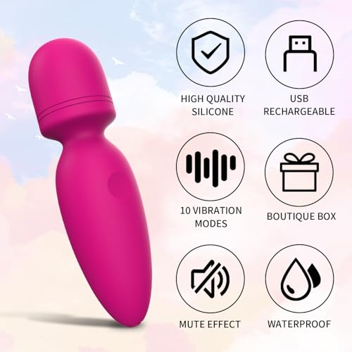 Mini Handheld Massager – Waterproof Cordless Personal Massager with 10 Vibration Modes for Back, Neck & Body (Rose Red)