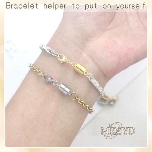 Magnetic Necklace Clasp with Lobster Clasp,14K Gold and Silver Magnetic Jewelry Clasps for Necklace Extender Bracelet Closures