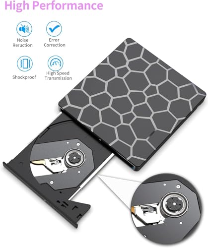 External CD DVD Drive,8 in 1 USB 3.0 and Type-C Disc Reader Writer Burner Player,Slim and Portable CD DVD +/-RW Optical Drive for PC Laptop Desktop MacBook Mac Windows Linux OS Apple (8 in 1)