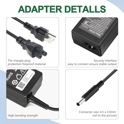 65W Charger for Dell Laptop Charger,AC Adapter for Dell Inspiron 15 3000 5000 Series 15-3552 3558 3565 3567 5551 5552 5555 5558 5559 Laptop Power Supply Cord