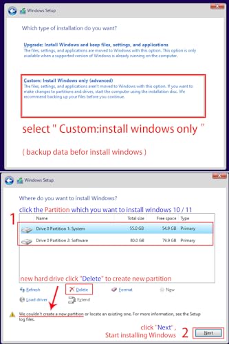 64GB - Bootable USB Drive 3.2 for Windows 11/10 / 8.1/7, Install/Recovery, No TPM Required, Included Network Drives (WiFi & LAN),Supported UEFI and Legacy, Data Recovery, Repair Tool