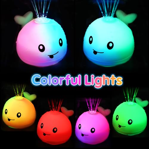 Gigilli Baby Bath Toys, Light up Bath Toys for Kids Ages 1-3, 1 Year Old Boy Girl Valentine’s Gift, 6-12-18 Months Baby Whale Bath Toy Sprinkler, Toddler Fountain Bathtub Pool Water Table Toys