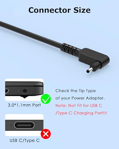 65W Laptop Charger Compatible with Acer Aspire 3 5 Series A315-23 A315-24P A315-35 A314-23P A317-53 A315-58 A315-59; A515-44 A515-45 A515-46 A515-54 A515-55 A515-56 AC Adapter Power Cord