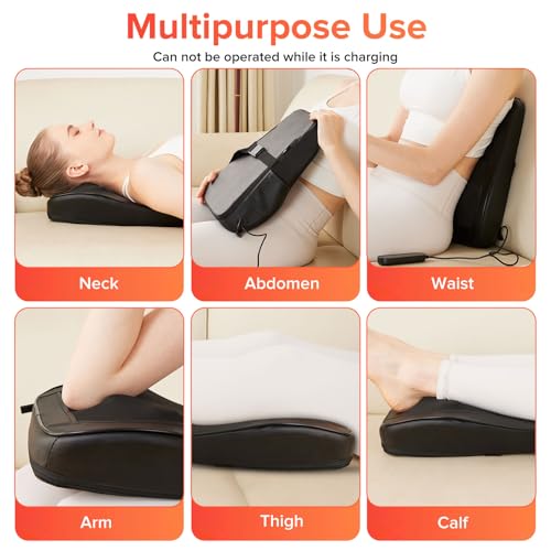 AERLANG Cordless Neck and Back Massager with Heat, 3D Shiatsu Kneading Pillow, 4 Massage Nodes & Bi-Directional Deep Tissue Massage for Neck/Shoulders/Back, Ideal Gift for Women & Men