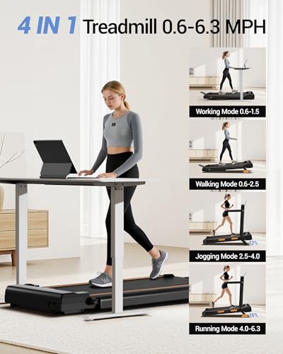16% Incline Walking Pad Treadmills for Home Small, 4-in-1 Under Desk Treadmill with Handles, Foldable Treadmill with 2.5 HP Quiet Brushless, 330 LBS Capacity