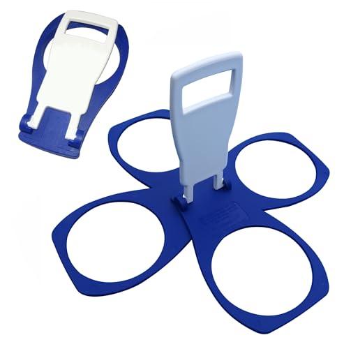CarryAround Fold Away Cup Carrier/Caddy [Made in UK] (Blue) Take-Out Coffee Soft Drink Pint Beer Beverage Holder, Sturdy Reusable Pocket Size, Festival Sports Gigs - Easy & Safe 2,3,4 Cups