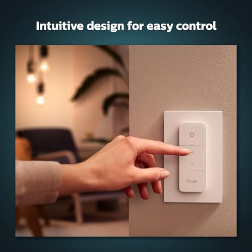 PHILIPS Hue Smart Dimmer Switch with Remote, White, 1 Pack, Turns Hue Lights On, Off, Dims or Brightens, Smart Home Control, Requires Bridge, Easy, No-Wire Installation