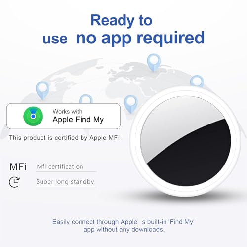 Air Tracker Tag 2 Pack [Apple MFi Certified] with Find My(iOS Only), Key Finder with No App Needed, Waterproof, 365-Day Standby,Wallet Key Bag Luggage Tracker