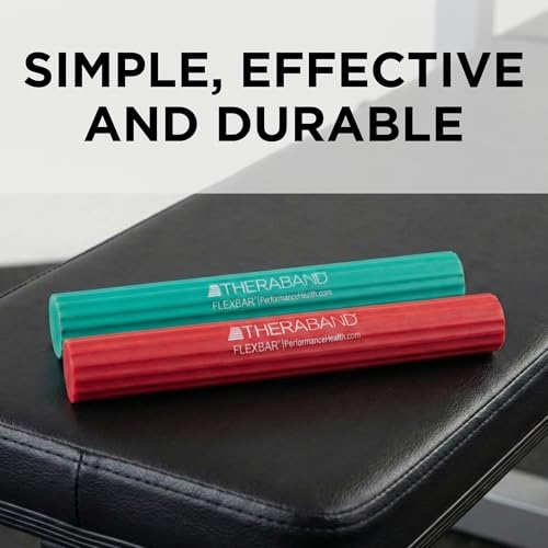 THERABAND FlexBar, 2 Pack, Red, Green, Therapy Twist Bar, Hand & Wrist Strength, Tennis & Golfer's Elbow, Tendonitis, Rehab Tool for Resistance Exercise, Grip Training, Relief & Recovery
