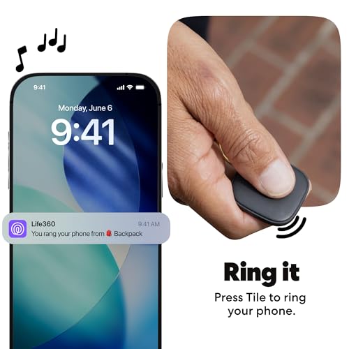 Life360 Tile - Bluetooth Tracker, Keys Finder and Item Locator for Keys, Bags and More. Phone Finder. Both iOS and Android Compatible. 1-Pack (Black)