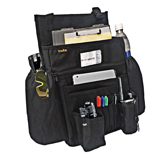 ECWKVN Car Front Seat Organizer - Car File Organizer, Passenger Seat Storage Bag Law Enforcement - Vehicle Storage with Dedicated Laptop Tablet Holder Cup Holder, Black