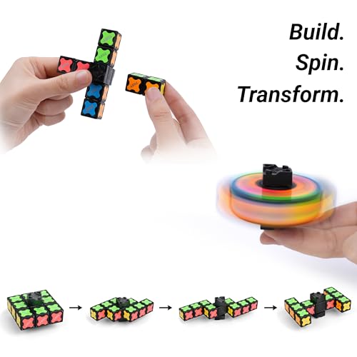 TOSY Magnet Fidget Spinner Mini - 8 Blocks, 3 in 1 Toy: Transformable Fidget Spinner, Infinity Cube, 2x2 Puzzle Cube, Easter Birthday Gift for Kids/Adults, STEM Sensory Stress Relief Toy