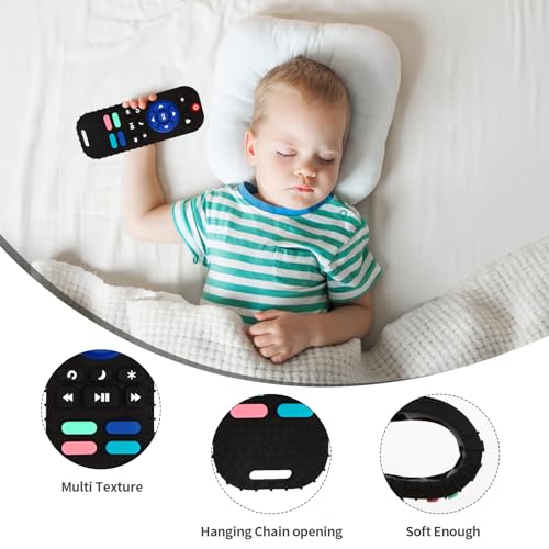 Hooku 2 Pack Silicone Teething Toys for Babies 0-6 Months, Teethers for Babies 6-12 Months, Remote Teether for Baby, Sensory Toys for Babies, Baby Chew Toys KLW8808