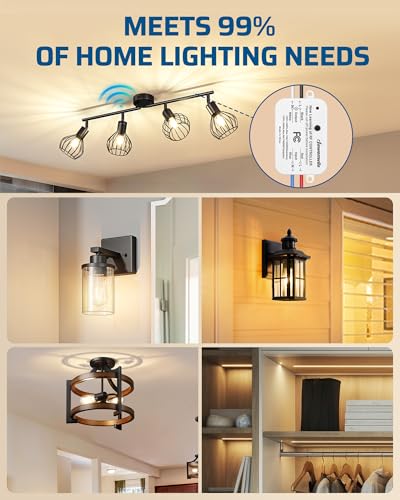 DEWENWILS Wireless Remote Light Switch, Expandable Wireless Wall Switch Kit, No Wiring, No WiFi, 100 Ft RF Range, Programmable, Remote Control Light Fixture for Lamps, Ceiling Lights, Fans