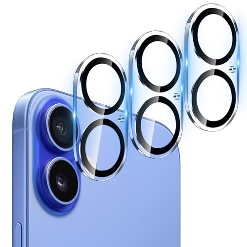 Camera Lens Protector for iPhone 16 and 16 Plus 3 Pack, Tempered Glass, Ultra HD, 9H Hardness, Anti-Scratch, Case Friendly, Easy to Install [No Affect on Night Shots]