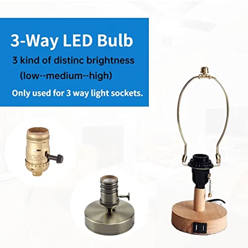 TJBB 4 Pack 3 Way LED Light Bulbs 50 100 150Watt Soft White 3000K Equivalent, 5/10/15W Three Way Light Bulbs A19 E26 Base, 700 1400 2100 Lumens