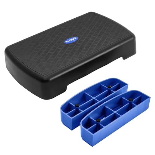 Yes4All Aerobic Exercise Step Platform, Exercise Stepper with Risers for Cardio and Strength Training, Workout Stepper for Home Gym