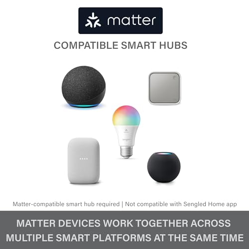Sengled Matter LED Smart Light Bulb (A19), Multicolor, Compatible with Alexa, 60W Equivalent, 800LM, Instant Pairing, 1-Pack