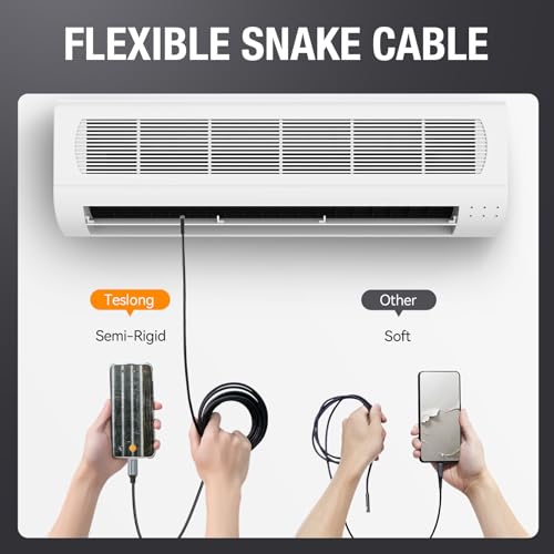 USB C Endoscope Camera with Light, Teslong Type-C Snake Borescope Camera with 8 LED Lights, 10FT Flexible Waterproof Inspection Cam, Fiber Optic Scope Compatible with iPhone 15/16/17, Android Phone