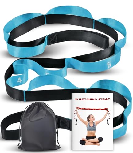 Acozycoo Stretching Strap with 10 Loops-Yoga Strap for Physical Therapy,Home Workout,Pilate & Flexibility Training,Non Elastic Exercise Stretch Band for Hamstring,Leg Stretcher Belt,Flexibility Fascia