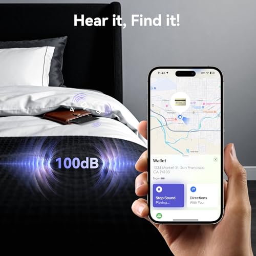 Wallet Tracker Card (iOS only), 0.07in Slim Tracking Card, IP68 Waterproof Bluetooth Tracker for Apple Find My, Wireless Charging Item Locator for Purse, Passports [Apple MFi Certified]