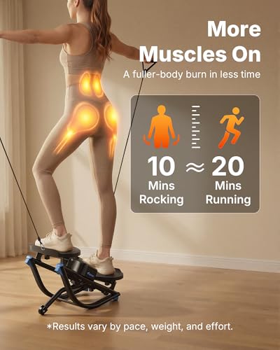 Merach Rocking Steppers for Exercise at Home,3D Motion Stair Stepper with Resistance Bands for Full Body Workout& Low-Impact Balance Board, 330 LBS Loading Capacity Exercise Equipment