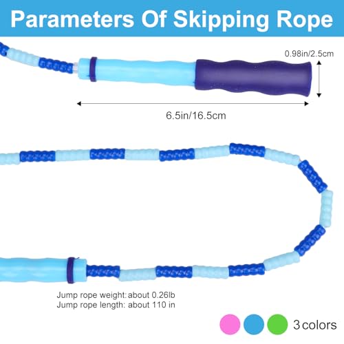 GRAWUN Jump Rope For Kids, Soft Beaded Jump Rope, Adjustable Length Tangle-Free Segmented Soft Beaded Skipping Rope，for Women, Men and Kids Keeping Fit, Workout and Weight Loss