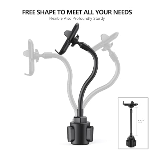 Esoulk Car Cup Phone Holder, Car Phone Holder Cup Holder with 11” Long Arm, Goose Neck Cupholder Phone Holder, Adjustable Phone Holder for Car, Universal Cup Holder for Car, Cup Cradle