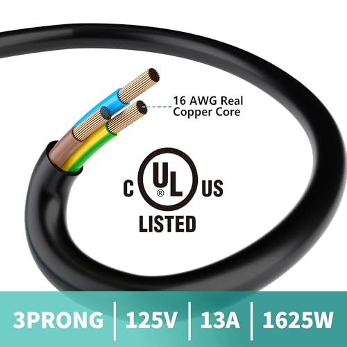 Elecan 3-Prong Y Splitter Power Extension Cord 1 FT, Straight Plug 1 to 2 Way Outlet Space Saver, Heavy Duty Weatherproof SJTW, 16AWG 13A, 5-15P Cable Extender for Indoor Outdoor-UL