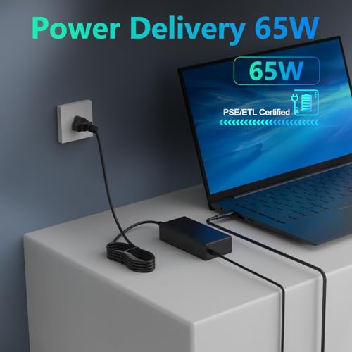 Universal 65W 45W USB C Laptop Charger Compatible with HP Chromebook Lenovo Asus Fast Charging Power Adapter Supply Cord