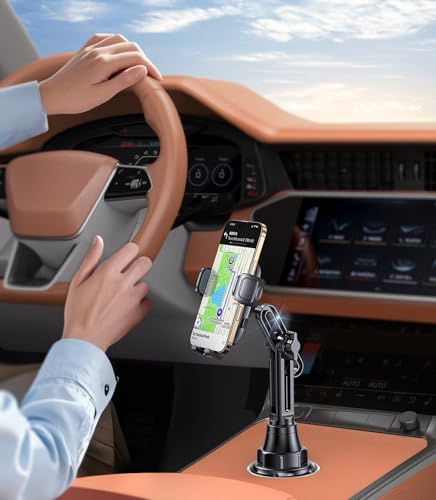 Coolpow Cup Holder Phone Holder for Car Phone Holder Cup Holder Phone Mount【Ultra Stable & Never Shake】 Phone Holders for Your Car Cupholder Cell Phone Car Mount for iPhone Samsung All Smartphones