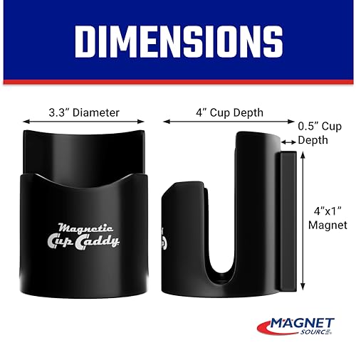 Master Magnetics Magnetic Cup Holder - Caddy for Bottles, Glasses, and Cans - Fits on Fridge, Lawnmower, Forklift, Cart, or Ladder - Heavy-Duty Magnet