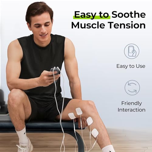 AUVON 3-in-1 TENS & EMS Muscle Stimulator, 40 Intensity Levels, 24 Modes Rechargeable Electronic Pulse Massager with 12 Pads
