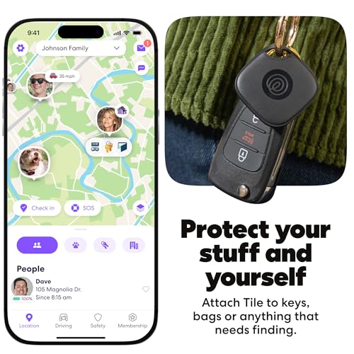 Life360 Tile - Bluetooth Tracker, Keys Finder and Item Locator for Keys, Bags and More. Phone Finder. Both iOS and Android Compatible. 2-Pack (Black/White)