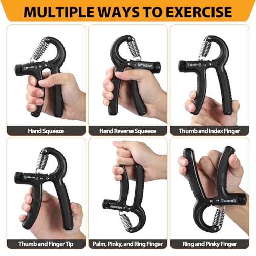 NIYIKOW 2 Pack Grip Strength Trainer, Hand Grip Strengthener, Adjustable Resistance 22-132Lbs (10-60kg), Forearm Strengthener, Perfect for Musicians Athletes