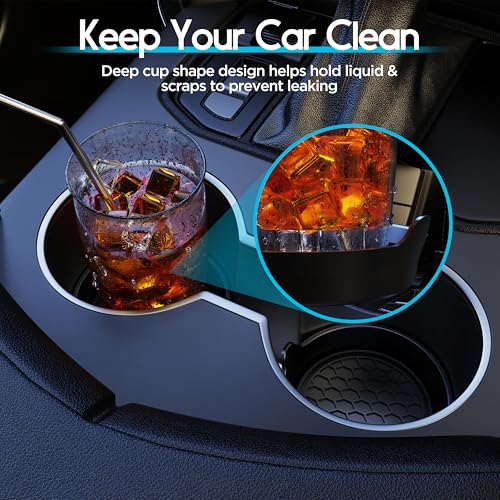 Amooca Car Cup Coaster Universal Automotive Waterproof Non-Slip Cup Holders Sift-Proof Spill Holder Car Interior Accessories 2 Pack Black