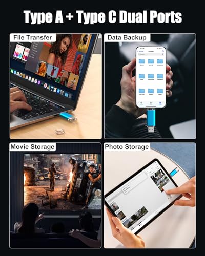 KOOTION USB C Flash Drive 32GB 2 in 1 OTG USB 3.0/Type C Thumb Drive Dual Drive USB C Memory Stick for Smartphone Laptop Tablet PC, Blue