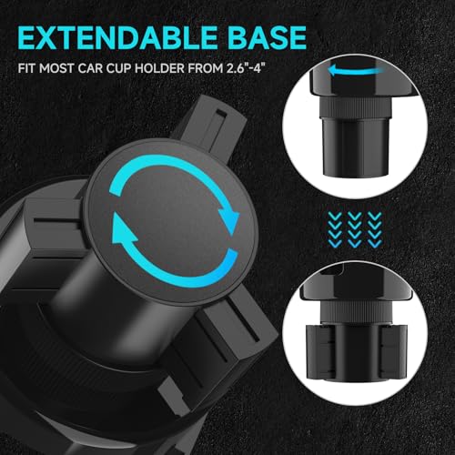 DYLEN Car Cup Holder Tray, Cup Holder Expander Adapter for Car, 9.5” Detachable Car Food Tray Table for Eating, Road Trip Essentials Fits Yeti, Hydro Flask 16-46 oz