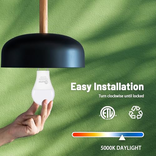 GU24 LED Light Bulb, 5000K Daylight, 9W(100W Equivalent), 800 Lumens, A19 Shape GU 24 LED Bulbs, Twist and Lock GU24 Pin Base with Two Prongs, Non-Dimmable, UL ETL Certificated(4-Pack)