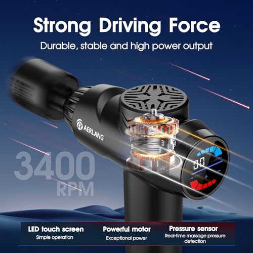 AERLANG Massage Gun with Heat and Cold,Deep Tissue Massage Gun, Back and Neck Massager for Pain Relief,Muscle Percussion Massager,Handheld Messager with 7Heads&Silent Birthday Gifts for him
