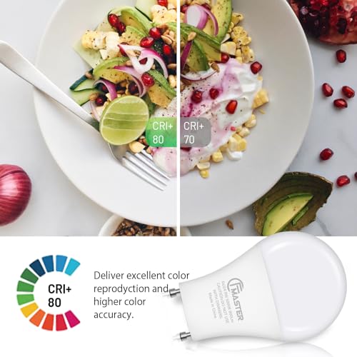 GU24 LED Light Bulb, 5000K Daylight, 9W(100W Equivalent), 800 Lumens, A19 Shape GU 24 LED Bulbs, Twist and Lock GU24 Pin Base with Two Prongs, Non-Dimmable, UL ETL Certificated(4-Pack)