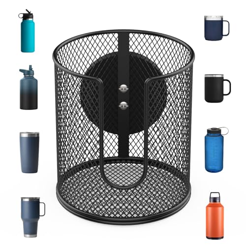 Magnetic Cup Holder, Fully Covered Anti-Fall Magnetic Drink Holder, Cup Caddy, N38 Super Magnet Cup Holder for Tractor Mower School Bus on Ferrous Metal Surface, 3.54" Inner Diameter(1 Pack Black)