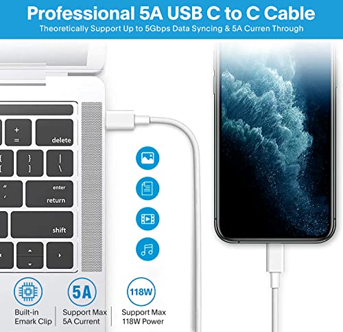 Mac Book Pro Charger - 118W USB C Fast Charger Power Adapter Compatible with MacBook Pro/MacBook Air 16 15 14 13 Inch, M1 M2 M3 M4 M5, New iPad Pro and All USB C Device, Charge Cable 6.6ft
