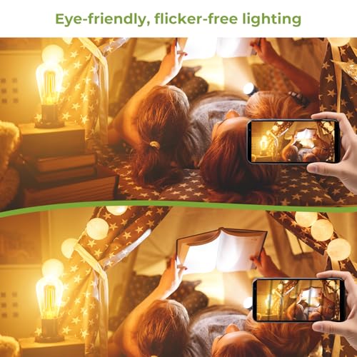 Sigalux LED Edison Bulbs 40 watt Equivalent, E26 Light Bulb Dimmable, Soft White 2700K, Amber Glass ST58 Vintage LED Bulbs, 90+ CRI, 4.5W 400LM, E26 Base, 4 Pack